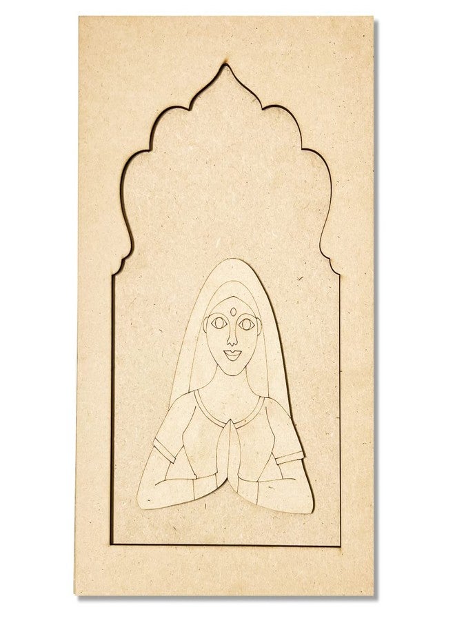 Adikala Jharokha with Padharo Sa MDF Engraved Design & Square Shaped Base Cutout for DIY Craft - Image 1